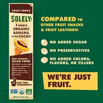SOLELY Organic Banana & Dark Chocolate Jerky - Vegan Snack