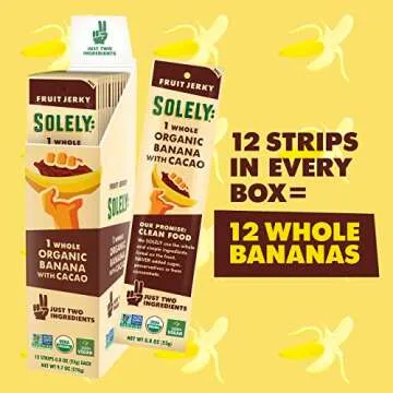 SOLELY Organic Banana & Dark Chocolate Jerky - Vegan Snack