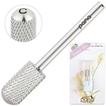 USA Pana 3/32" Safety Nail Carbide - Smooth Round Top Large Barrel Head for Electric Dremel Drill Machine - Grit Size: (4XC, 3XC, 2XC, XC, C, M, F, XF) (Coarse (C) SILVER)