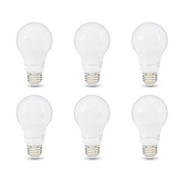 Amazon Basics A19 LED Light Bulbs - Dimmable, Energy Efficient, 6-Pack