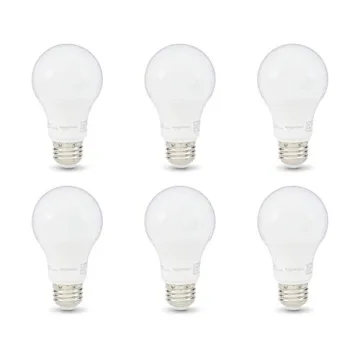 Amazon Basics A19 LED Light Bulbs - Dimmable, Energy Efficient, 6-Pack