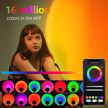 RUISHINE Sunset Lamp Projector LED Lights APP Remote, Sunset Light 16 Colors Night Light LED Floor L...