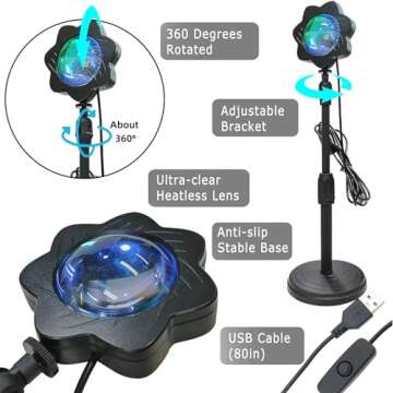 RUISHINE Sunset Lamp Projector LED Lights APP Remote, Sunset Light 16 Colors Night Light LED Floor Lamp Mood Lights for Photography/Selfie/Party/Home/Room/Bedroom Decor, Light Projector for Bedroom