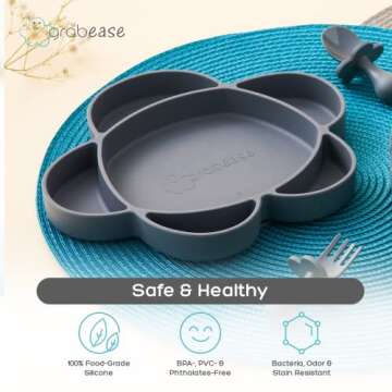 Grabease Baby Feeding Set - Safe and Colorful Tableware for Self-Feeding