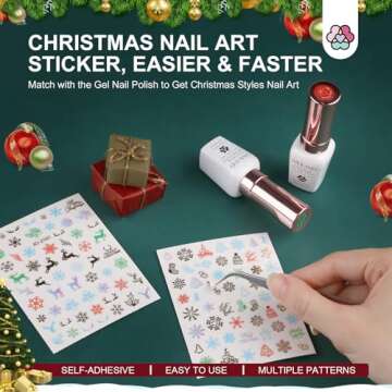 SAVILAND Christmas Gel Nail Polish Set - 6 Colors Glitter White Red Green Sliver Golden Gel Nail Polish Nail Sticker Decoration Nail Art Liner Brush Gel Nail Kit Starter for Home DIY Salon