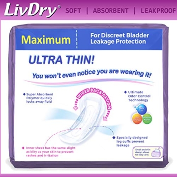 LivDry Ultra Thin Incontinence Pads for Women | Maximum Protection