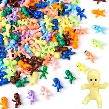 selizo Mini Tiny Plastic Baby Figurines Small King Cake Babies Bulk for Ice Cube My Water Broke Baby Shower Games (10 Colors), 200pcs