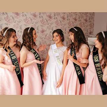 10 Pack White Bride Sash and 9 Styles Black Bridesmaid Sash Bridal Shower Favors Bridal Party Sashes Bride Tribe Gifts Team Sash for Bride Bridesmaids Maid of Honor Party Decorations Supplies