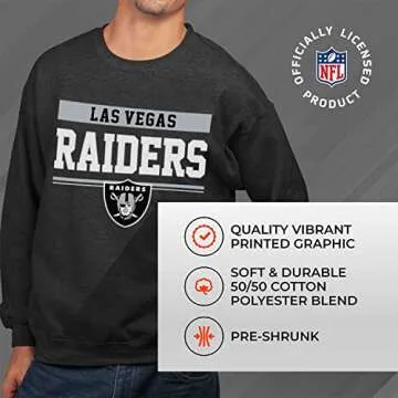 NFL Long Sleeve Crewneck Sweatshirt for Raiders Fans