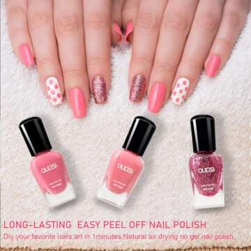 OUL'ISI 10 Colors Nail Polish Set for Women, Non Toxic Quick Dry Bulk Nail Polish, Peel Off Nails Polish, Regular Non Gel Water Based Nail Polish Kit, Fingernail and Toenail Polish Sets