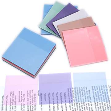 12 Pads Transparent Sticky Note,600 Pcs 3x3in,Clear Sticky Notes,See Through Sticky Notes,Suitable for Annotation Books,Page Markers,Index,Bible Study Supplies(Candy Color)