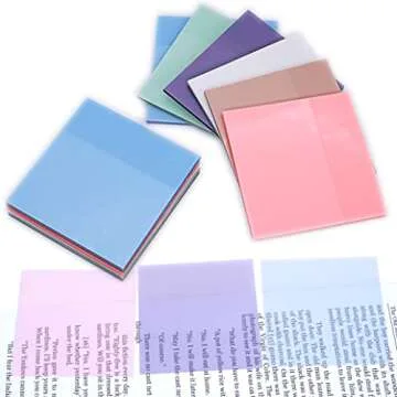12 Pads Transparent Sticky Note,600 Pcs 3x3in,Clear Sticky Notes,See Through Sticky Notes,Suitable for Annotation Books,Page Markers,Index,Bible Study Supplies(Candy Color)
