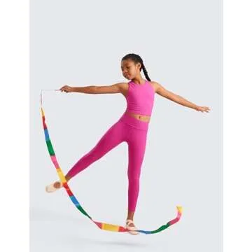 CRZ YOGA Girls Butterluxe Double Lined Tank Tops High Neck Racerback Cropped Basic Sleeveless Dance Yoga Hibiscus Purple Medium