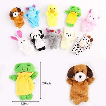 10Pcs Finger Puppets Set - Soft Plush Animals Finger Puppet Toys for Kids, Mini Plush Figures Toy As...