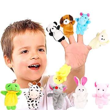 10Pcs Finger Puppets Set - Soft Plush Animals Finger Puppet Toys for Kids, Mini Plush Figures Toy Assortment for Boys & Girls, Party Favors for Shows, Playtime, Schools