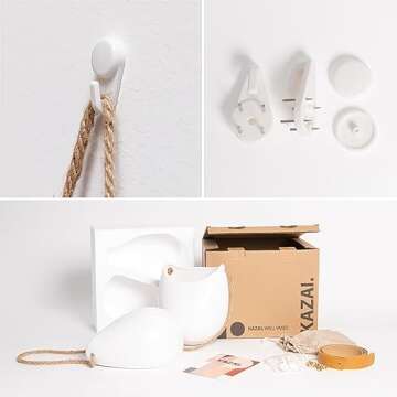 Kazai. Wall Planters -Ellie- | Hanging Ceramic Plant Pots 2 Pieces | Wall Decoration for Indoors, Balcony and Garden | White (Matte)