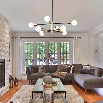 KAISITE Modern Sputnik Chandelier - Height Adjustable 8-Light