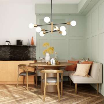 KAISITE Modern Sputnik Chandelier - Height Adjustable 8-Light