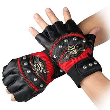 Mangdunt Studded Gloves Steampunk Gothic - Unique Fingerless Mittens