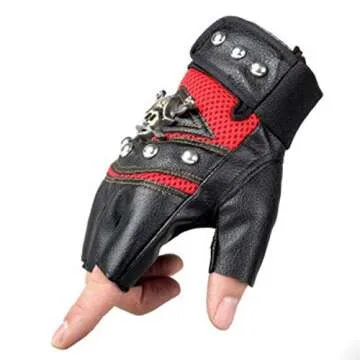 Mangdunt Punk Rivet Gloves - Steampunk Fingerless Mittens