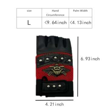 Mangdunt Punk Rivet Gloves - Steampunk Fingerless Mittens