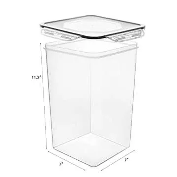 M MCIRCO Extra Large 7qt / 6.5L/220oz Tall Food Storage Containers, WIDE & DEEP, 4-Piece Plastic Airtight Kitchen Pantry Storage Containers for Flour, Sugar, with 4 Measuring Cups,20 Labels