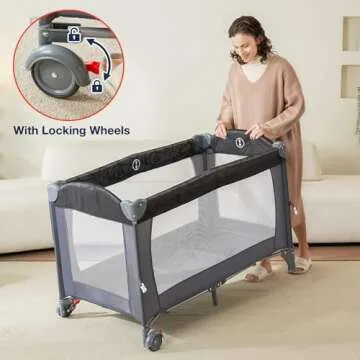 RONBEI Baby Bassinet 4-in-1 Portable Crib with Changing Table