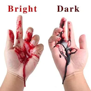 Go Ho Halloween Fake Blood Washable(0.5 oz),Edible Fake Blood Realistic Effect Dripping Sticky Stage Blood for Eyes DripsTeeth Mouth Nose Bleeds,Cosplay SFX Zombie Vampire Blood Makeup,Bright