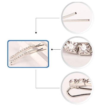 Chic Rhinestone Bobby Pins for Women - 12 Pack Silver Clips