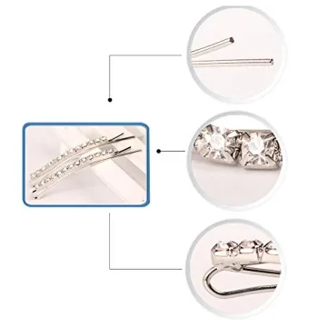 Chic Rhinestone Bobby Pins for Women - 12 Pack Silver Clips