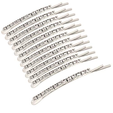 Chic Rhinestone Bobby Pins for Women - 12 Pack Silver Clips