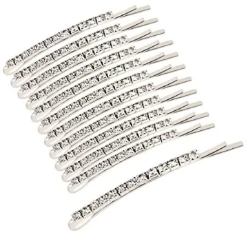 Chic Rhinestone Bobby Pins for Women - 12 Pack Silver Clips