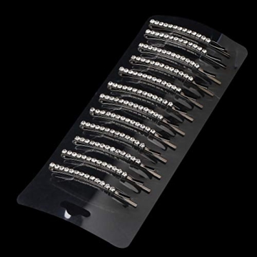 Chic Rhinestone Bobby Pins for Women - 12 Pack Silver Clips