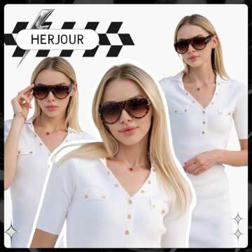 HERJOUR Retro Aviator Sunglasses for Men and Women