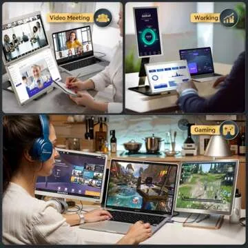 Teamgee 15.6” Laptop Screen Extender [120% sRGB FHD 1080P IPS][ 235°Rotation & Kickstand] Triple Portable Monitor with HDMI-USB Conversion Line Plug-Play Fits Laptops（Mac/Windows/Android）