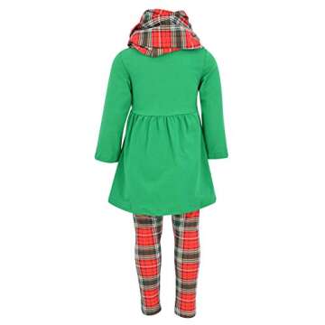 Unique Baby Girls 3 Piece Christmas Reindeer Legging Set Outfit (8 Years, Green)