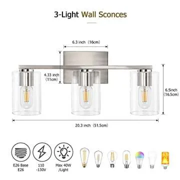 Elegant DRNANLIT 3-Light Vanity Light Fixture for Home