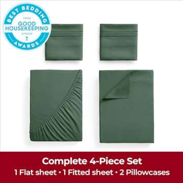 Mellanni King Sheets Set - 4 PC Iconic Collection Bedding - Hotel Luxury, Extra Soft, Cooling Bed Sh...