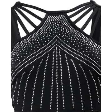 CHICME Women Multi Strap Sleeveless Jumpsuit Sparkle Rhinestone Rompers Dressy Black Jumpsuits for Women Evening Party-S