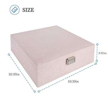ProCase Velvet Jewelry Box Organizer for Women, 2 Layer Jewelry Display Storage Holder Case for Necklace Earrings Bracelets Rings -Pink
