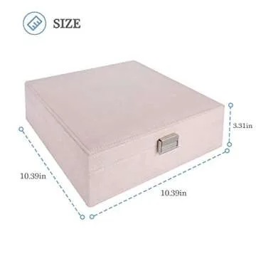 ProCase Velvet Jewelry Box Organizer for Women, 2 Layer Jewelry Display Storage Holder Case for Necklace Earrings Bracelets Rings -Pink