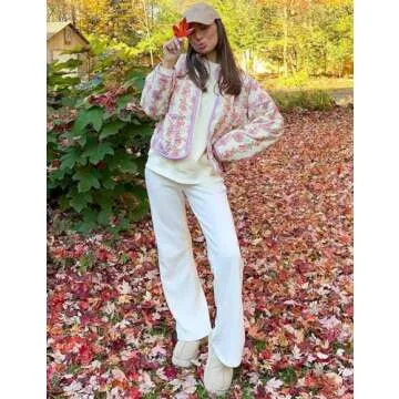 Stylish Yimoon Women's Cropped Floral Puffer Jacket