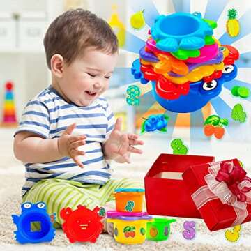 AGREATLIFE Stacking Cups Bath Toys for Toddlers - Safe and Fun Kids Bath Toys with Bright Multi Colo...
