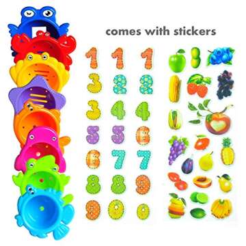 AGREATLIFE Stacking Cups Bath Toys for Toddlers - Safe and Fun Kids Bath Toys with Bright Multi Colored Cups That Enhances Your Child's Imagination! Bath Time is More Exciting with These Water Toys