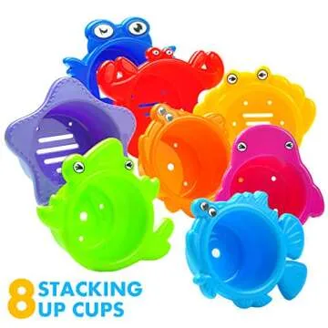 Bright and Fun AGREATLIFE Stacking Cups for Bath Time