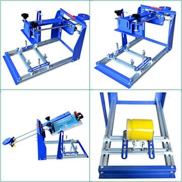 TECHTONGDA 8x10 Inches Cylindrical Screen Printing Machine for 6.7 Inches Diameter Cylinder Silk Screen Printing Press for Pen Cup Bottle