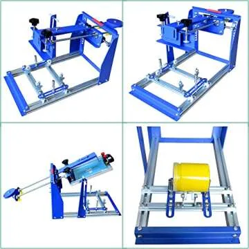 TECHTONGDA 8x10 Inches Cylindrical Screen Printing Machine for 6.7 Inches Diameter Cylinder Silk Screen Printing Press for Pen Cup Bottle