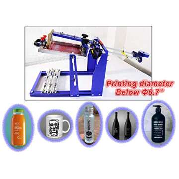 TECHTONGDA 8x10 Inches Cylindrical Screen Printing Machine for 6.7 Inches Diameter Cylinder Silk Screen Printing Press for Pen Cup Bottle