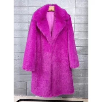 Vickstco Fluffy Black Faux Fur Long Outwear Parka Coat