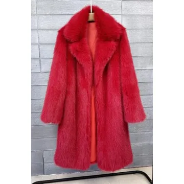 Vickstco Fluffy Black Faux Fur Long Outwear Parka Coat